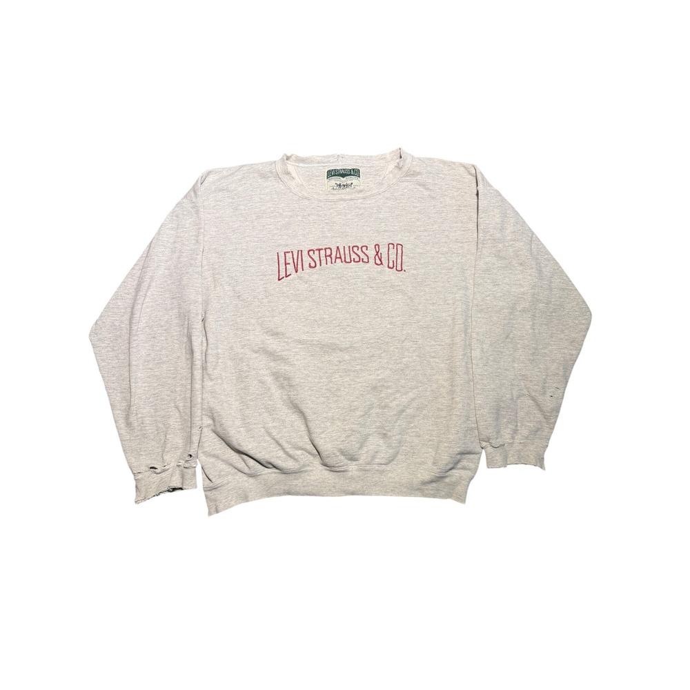 Vintage Levi Strauss & Co Gray Distressed Crewneck Sweatshirt Made in USA Large